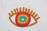 Rainbow Eye White Closed Kaftan