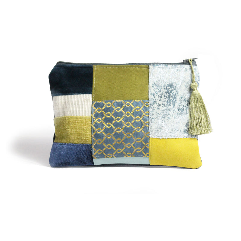 Dark Blue Base Patchwork Pouch