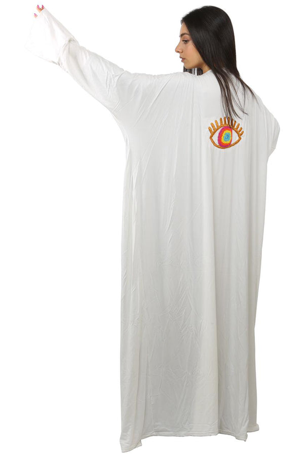 Rainbow Eye White Kaftan