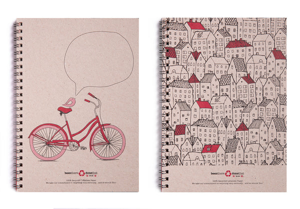 Set of 2 Spiral Notebooks (Bicycle & Rooftops)