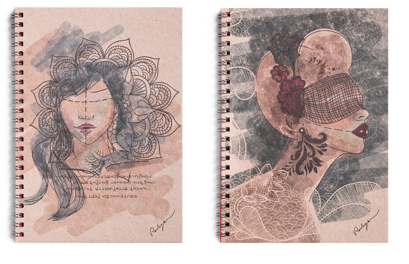 Set of 2 Spiral Notebooks (Mandala & Blindfold)