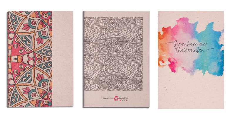 Set of 3 Small Notebooks (Over the Rainbow, Leaves & Textile Red)