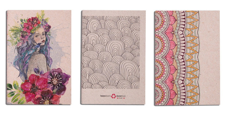 Set of 3 Small Notebooks (Pink Girl, Swirls & Textile Pink)