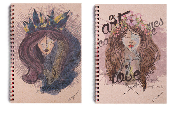 Set of 2 Spiral Notebooks (Feather & The Art of Love)