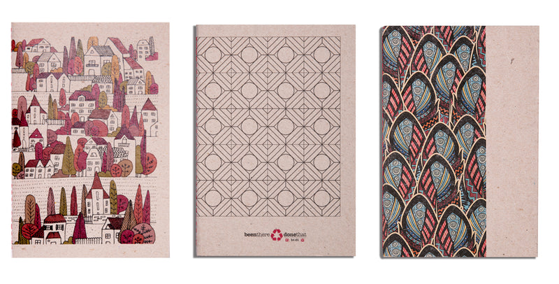 Set of 3 Small Notebooks (Red Town, Peacock & Tiles)