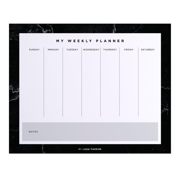 Black Marble Weekly Desk Planner - English