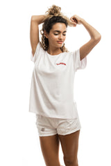 White Embroidered Habibi T-shirt حبيبي