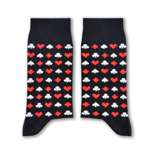 Cards Black Long Socks