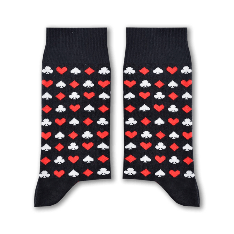 Cards Black Long Socks