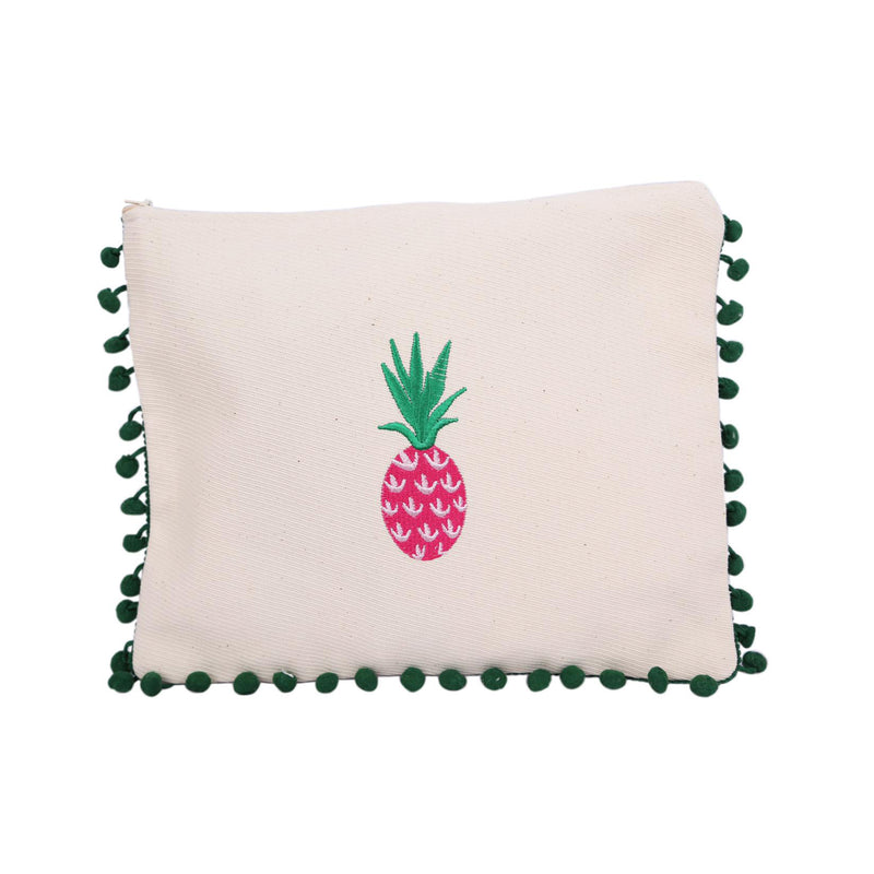 Pink Pineapple Pompom Pouch