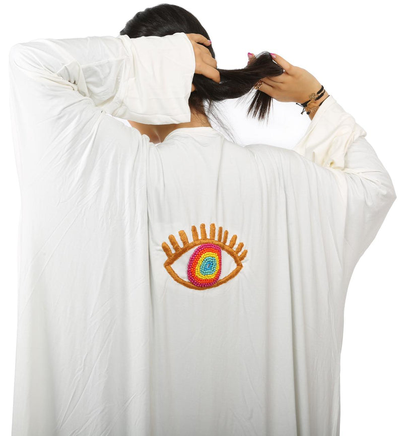 Rainbow Eye White Kaftan