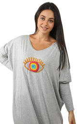 Rainbow Eye Grey Closed Kaftan