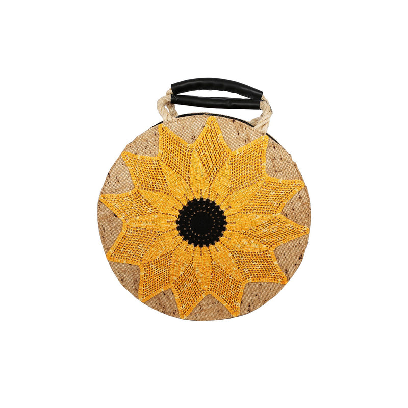 Round Yellow Flower Beach Bag