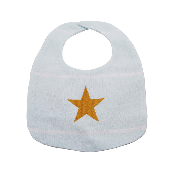 Baby Bib - Light Blue With Gold Star