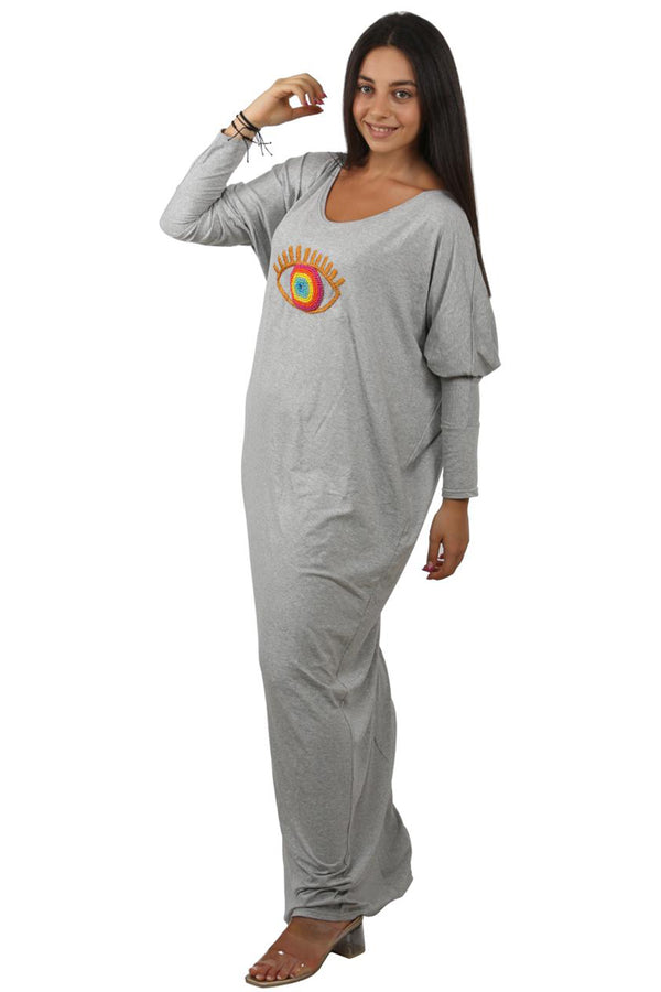 Rainbow Eye Grey Closed Kaftan