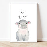 Watercolor Hippopotamus Nursery Frame