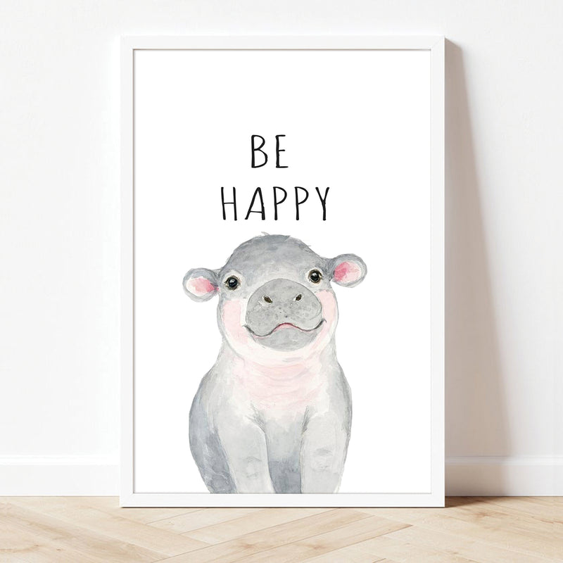 Watercolor Hippopotamus Nursery Frame