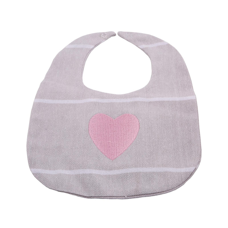 Baby Bib - Light Pink With Pink Heart