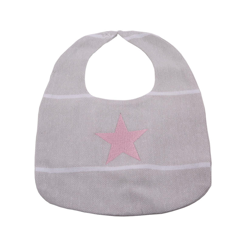 Baby Bib - Light Pink With Pink Star