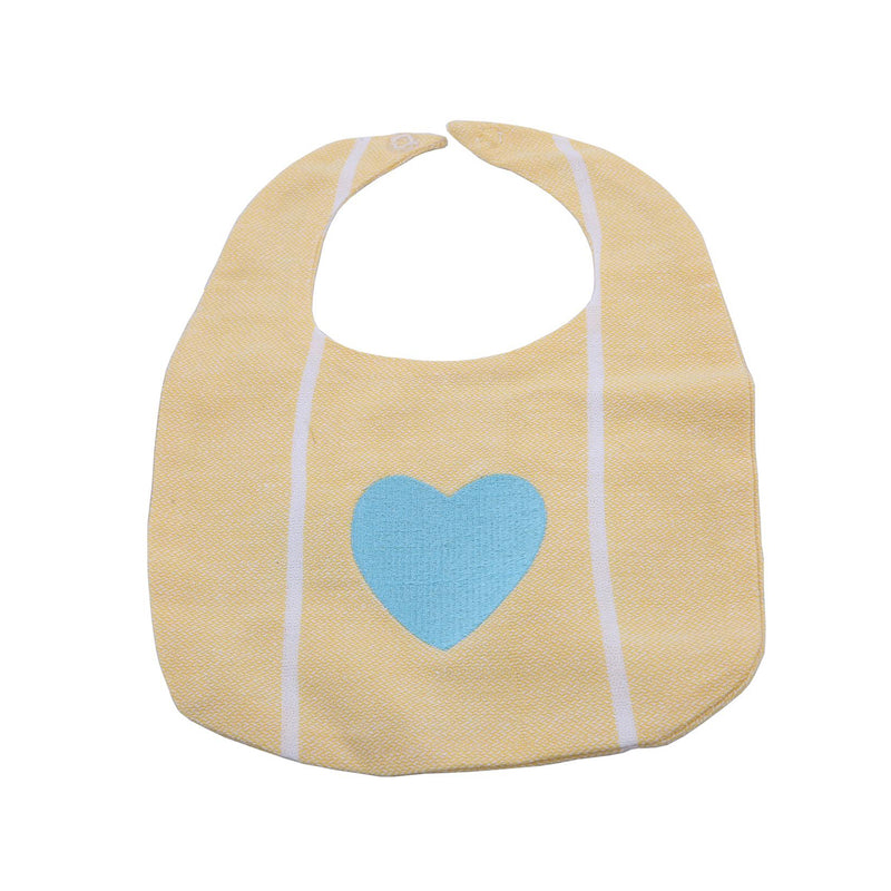 Baby Bib - Yellow With Blue Heart